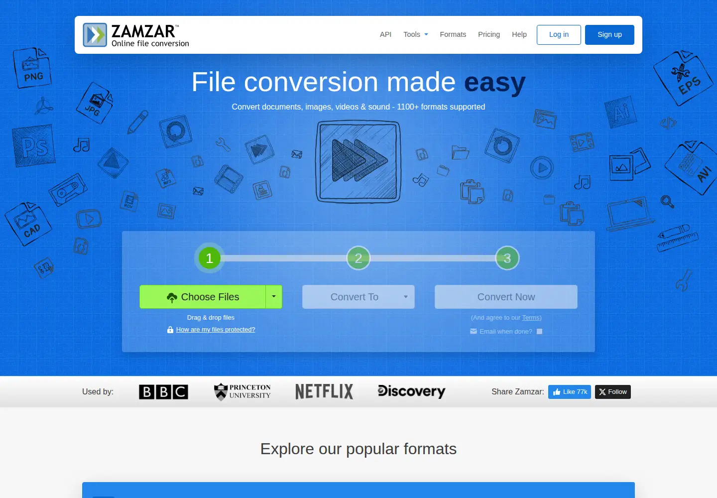 Screenshot of zamzar.com