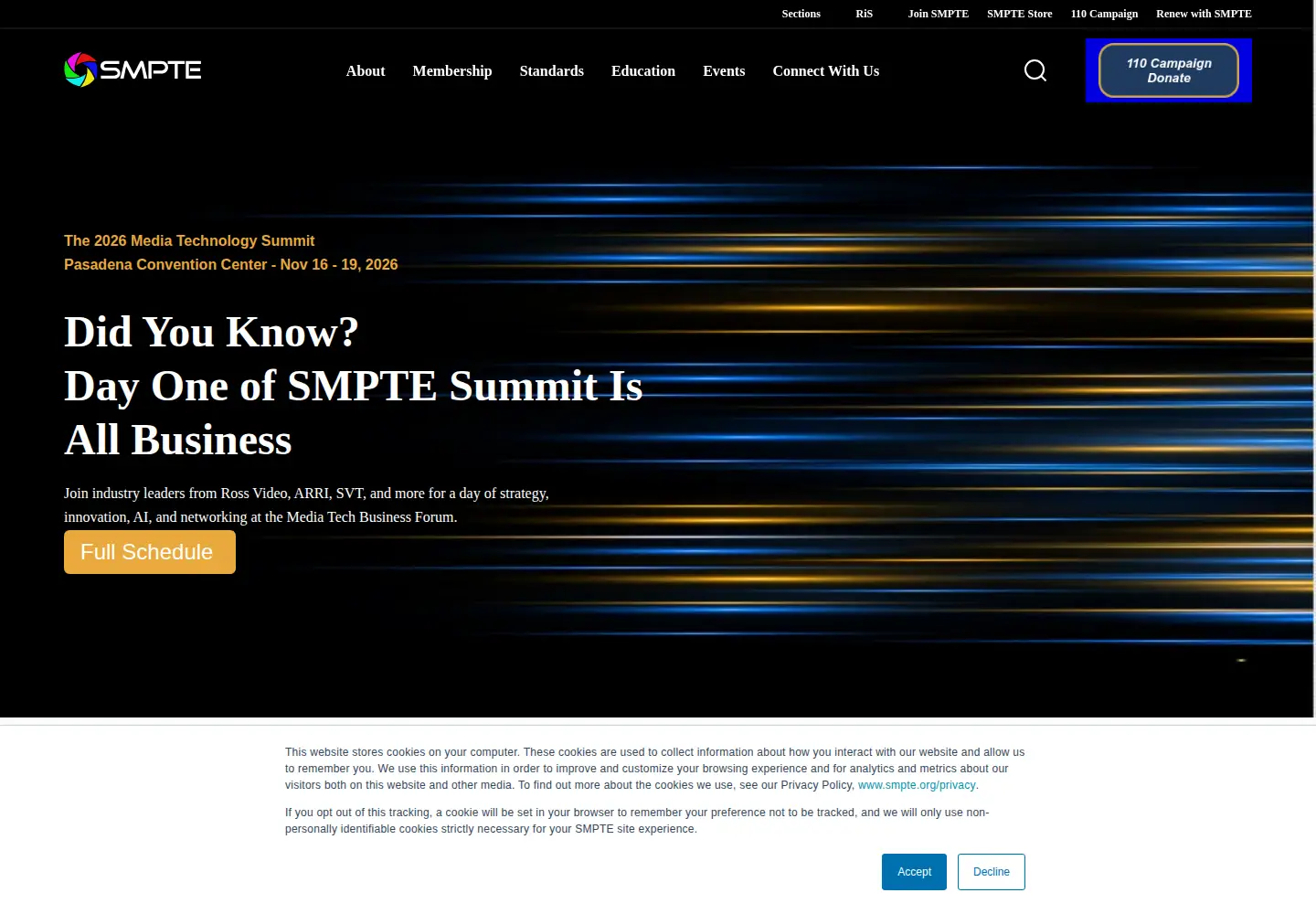 Screenshot of smpte.org