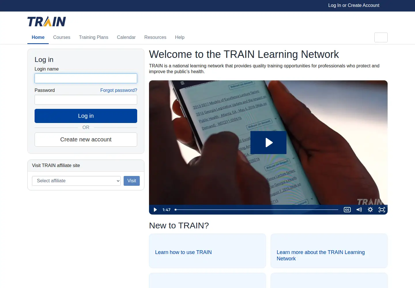 Screenshot of train.org