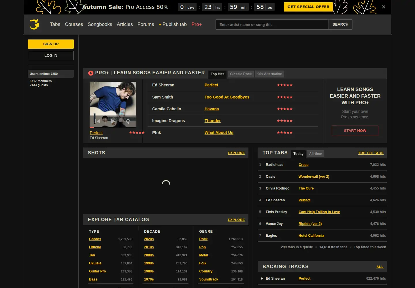 Screenshot of ultimate-guitar.com
