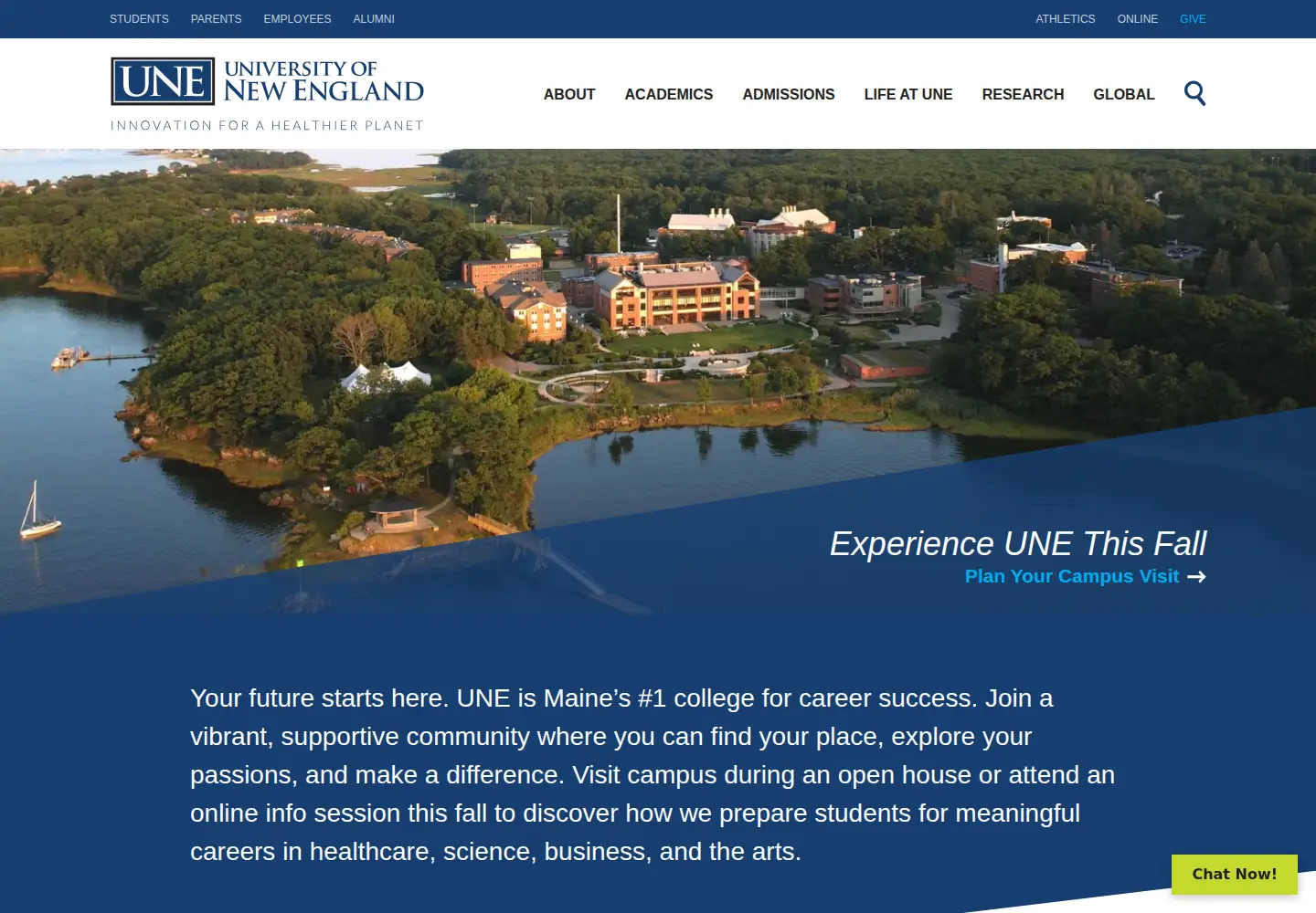 Screenshot of une.edu