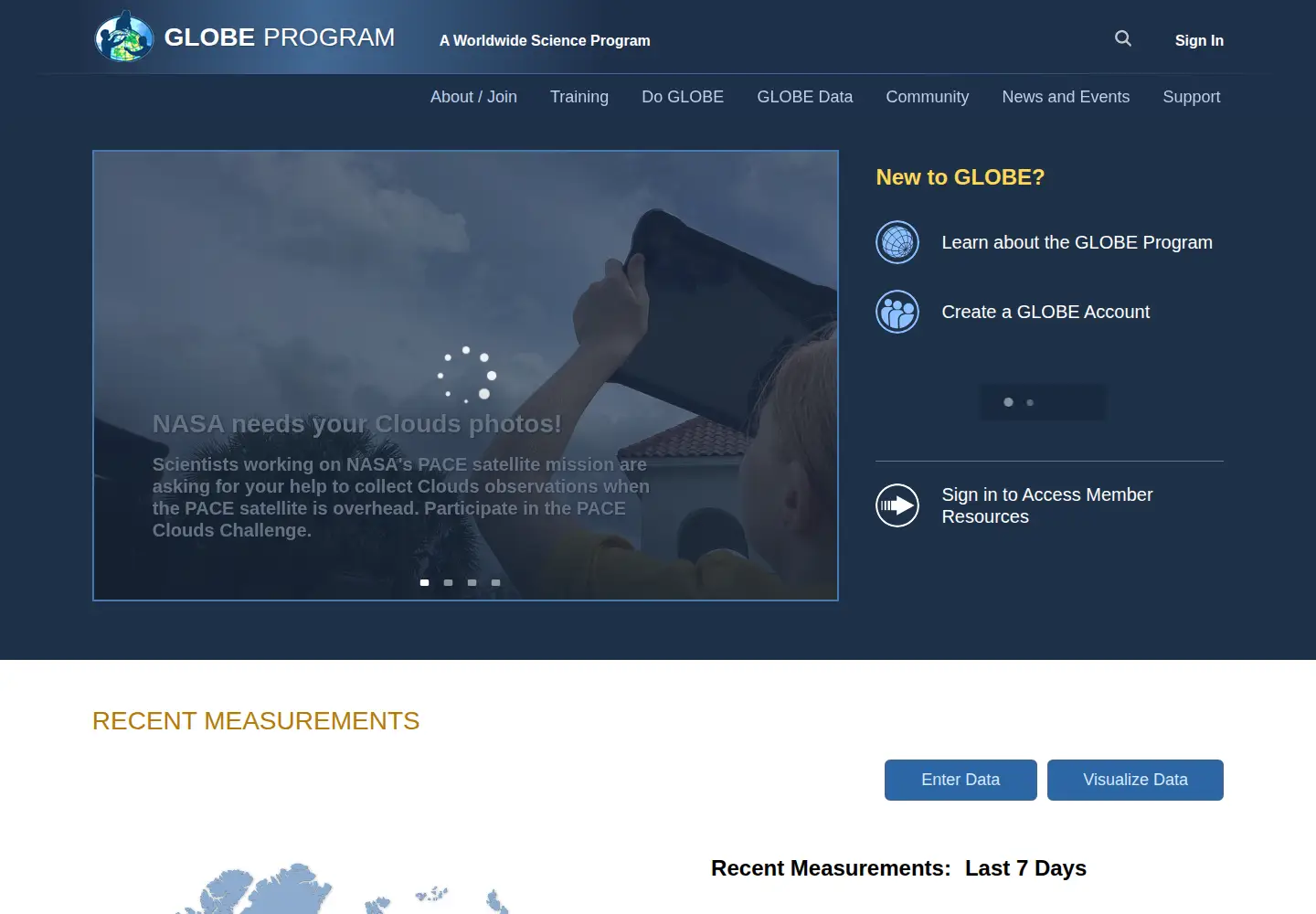 Screenshot of globe.gov