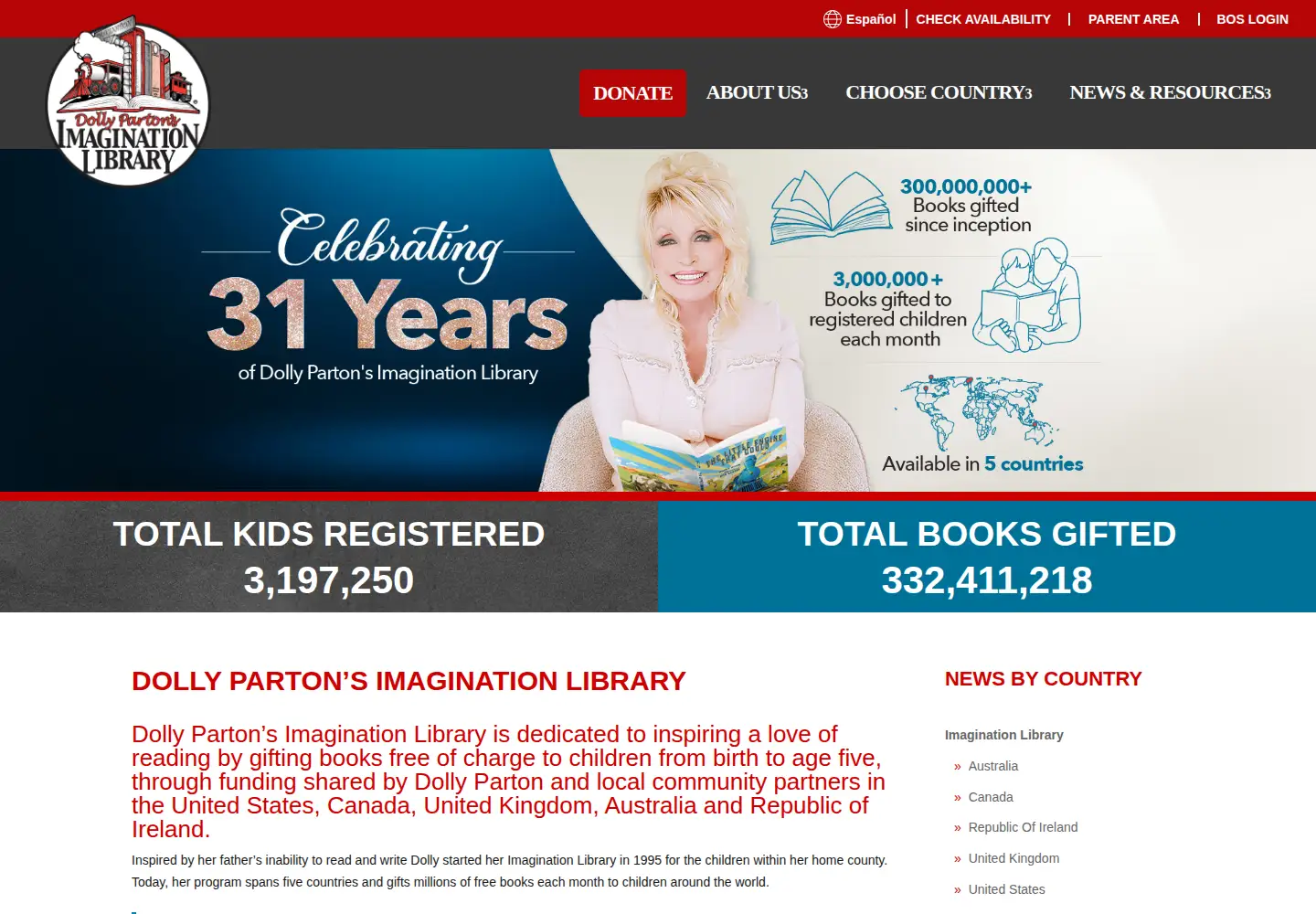 Screenshot of imaginationlibrary.com