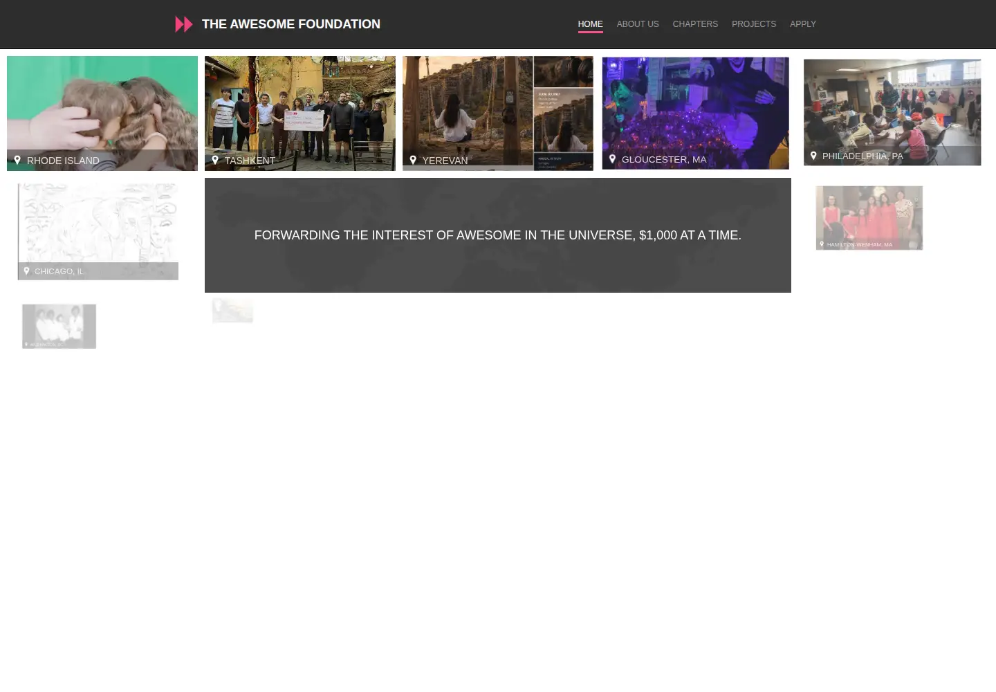 Screenshot of awesomefoundation.org