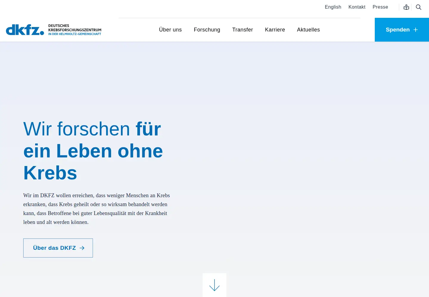 Screenshot of dkfz.de
