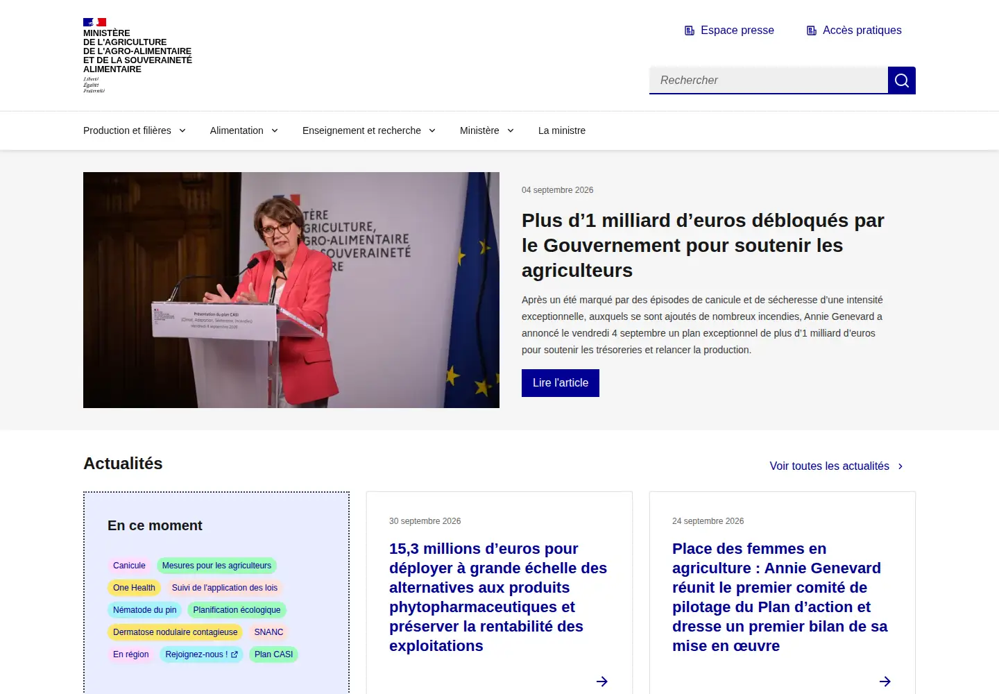Screenshot of agriculture.gouv.fr