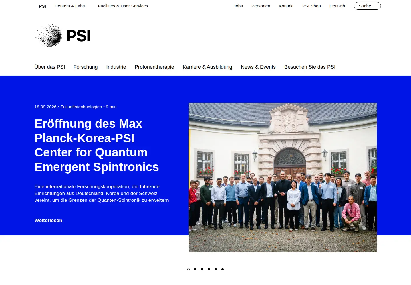 Screenshot of psi.ch