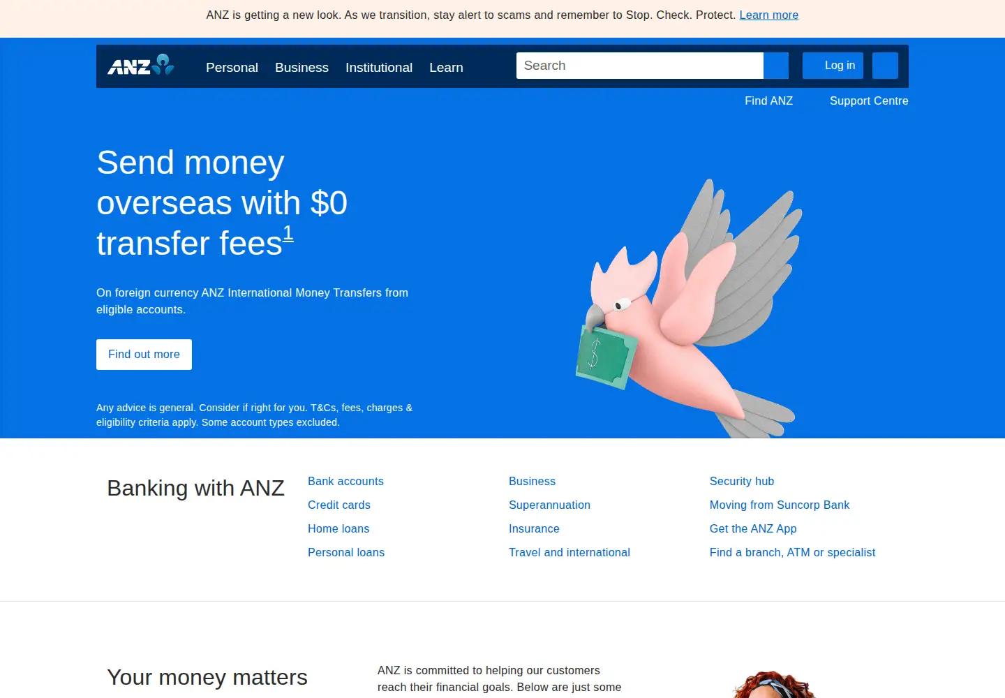 Screenshot of anz.com.au