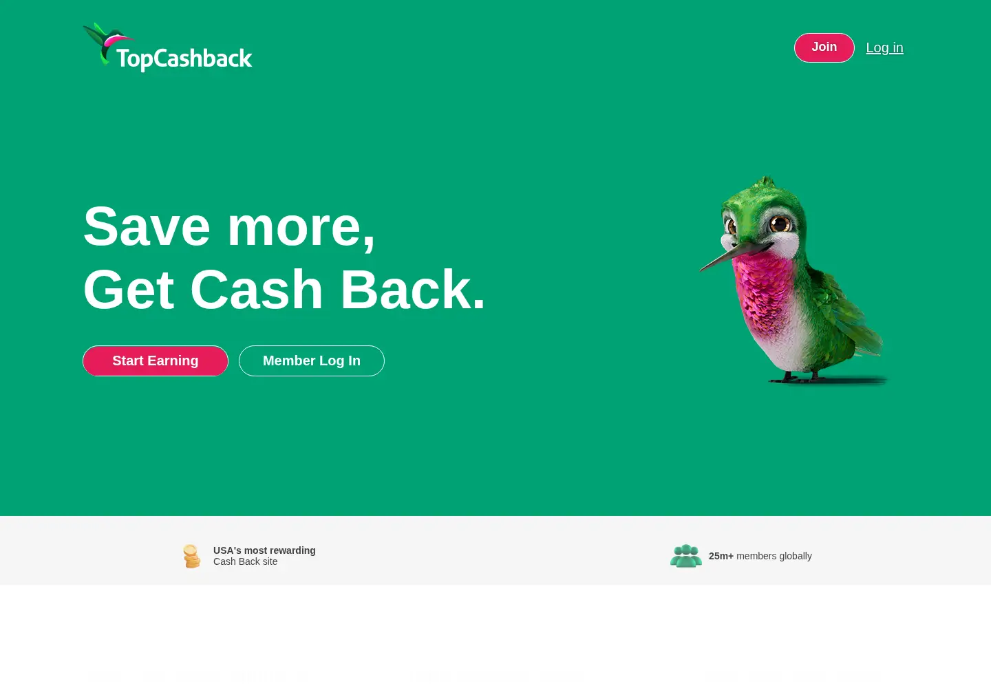 Screenshot of topcashback.com