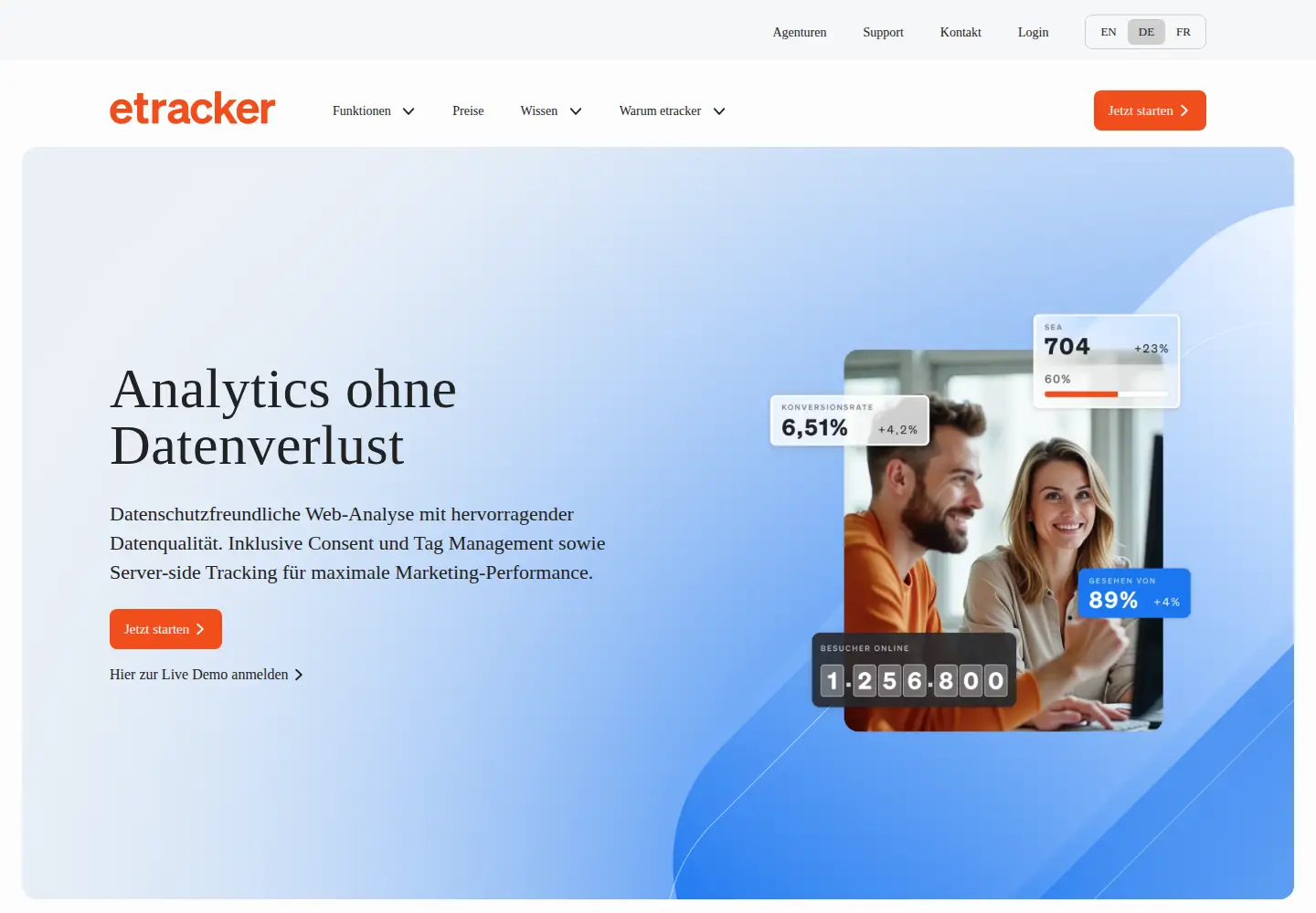 Screenshot of etracker.com