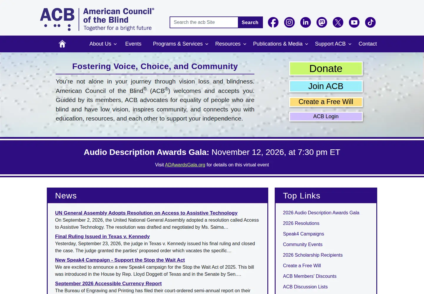 Screenshot of acb.org