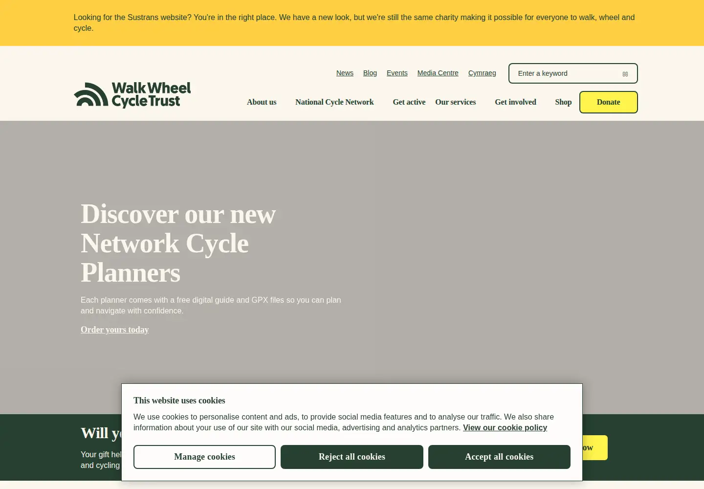 Screenshot of sustrans.org.uk