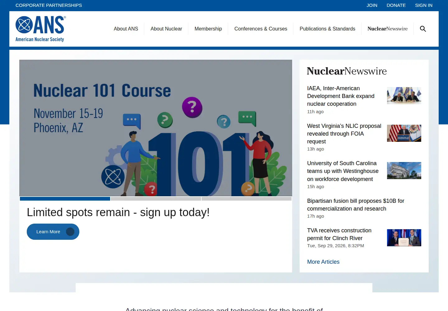 Screenshot of ans.org