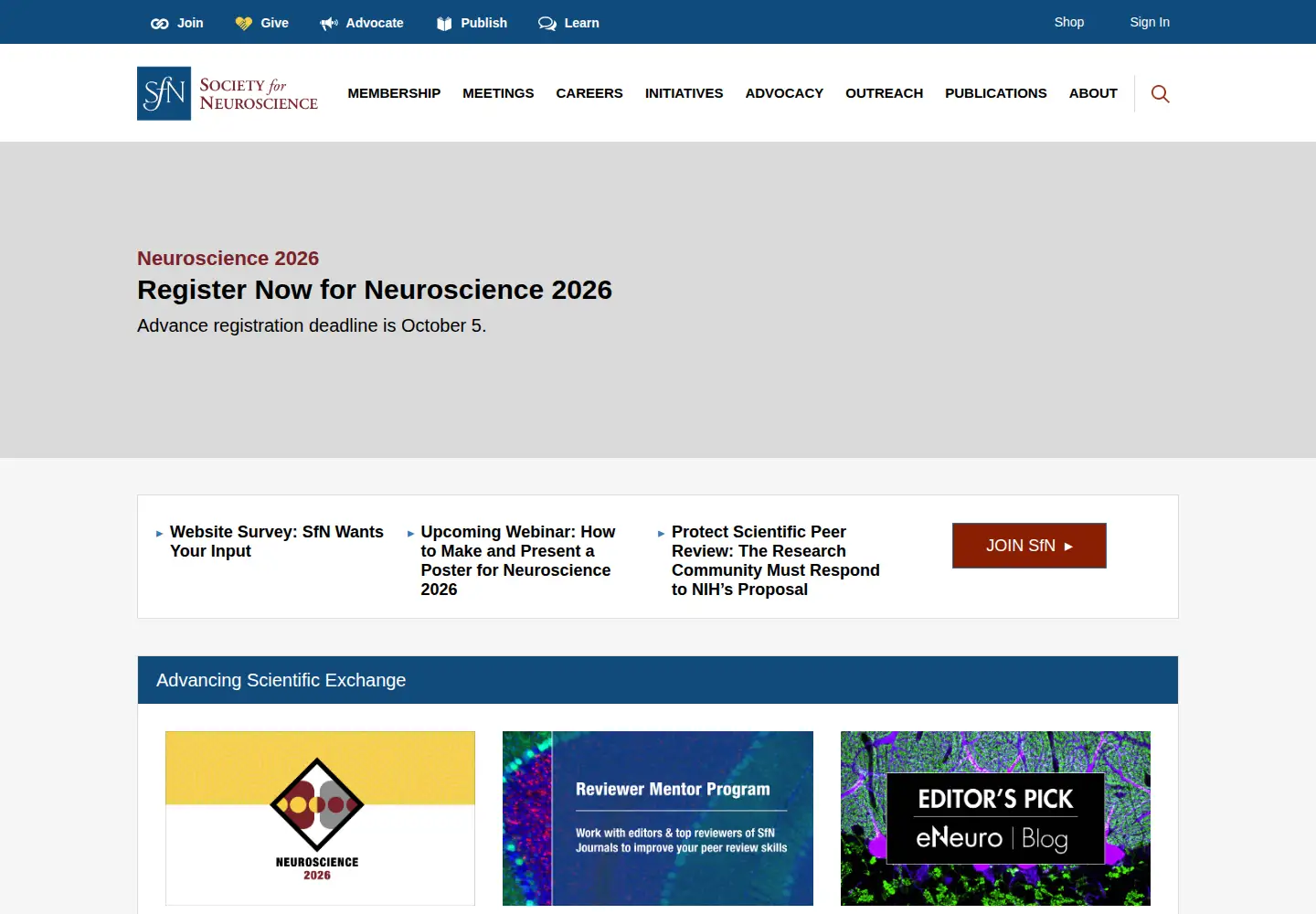 Screenshot of sfn.org