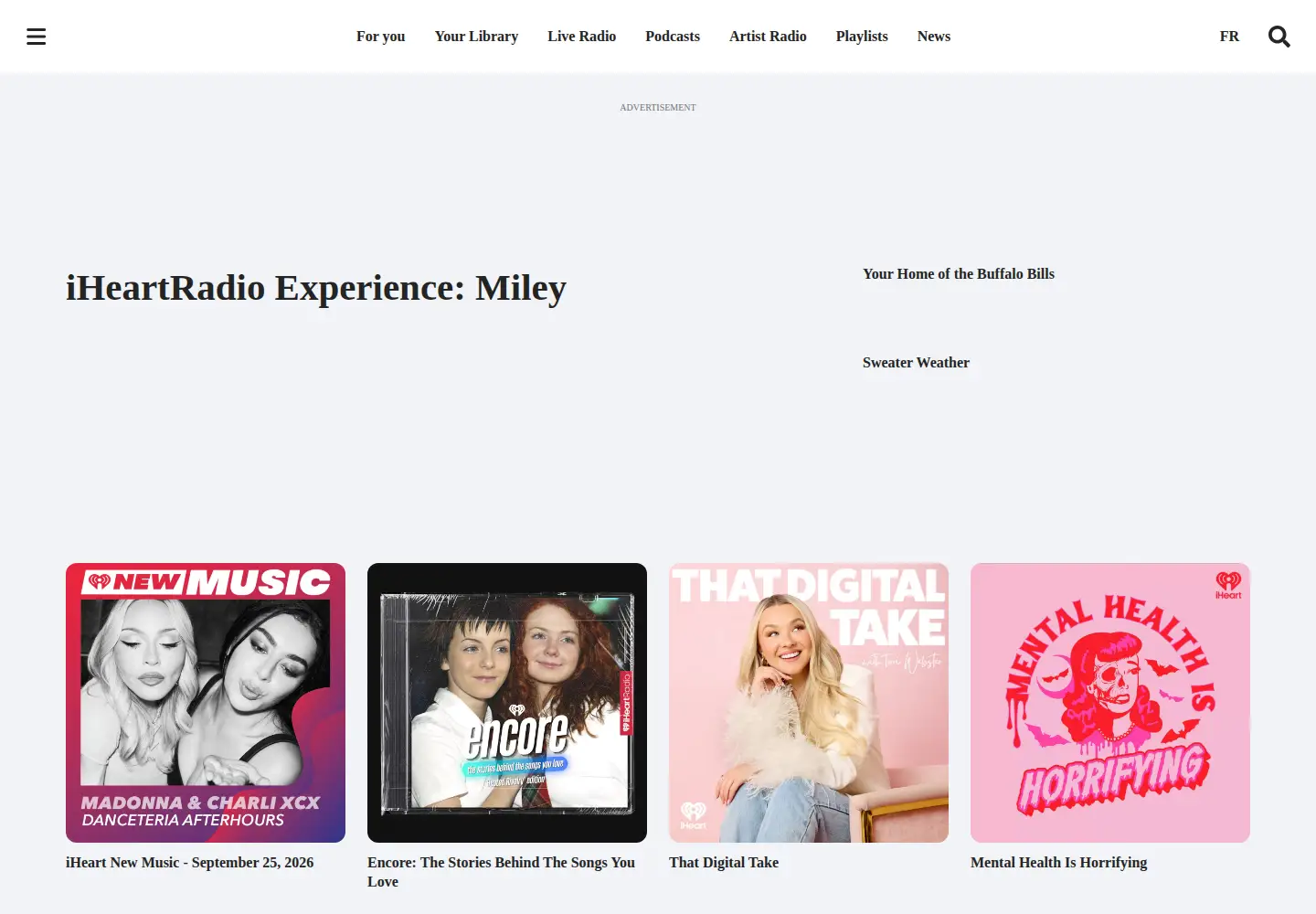 Screenshot of iheartradio.ca