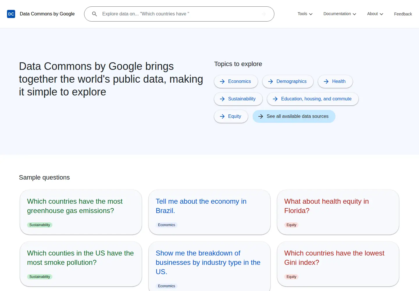 Screenshot of datacommons.org