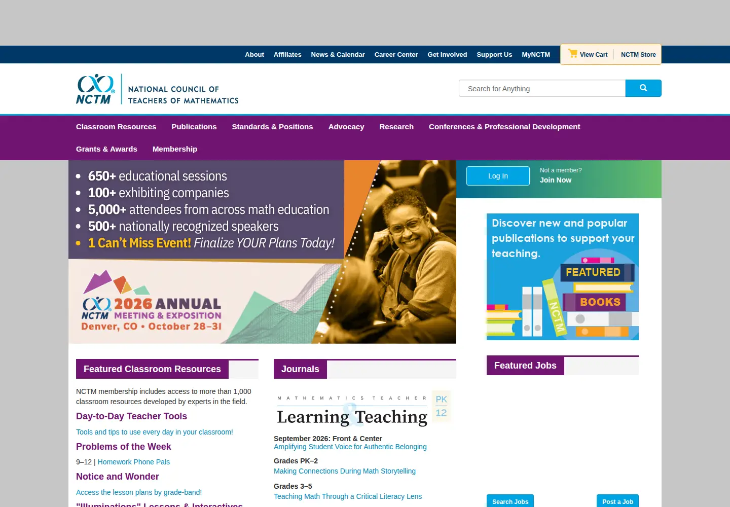 Screenshot of nctm.org