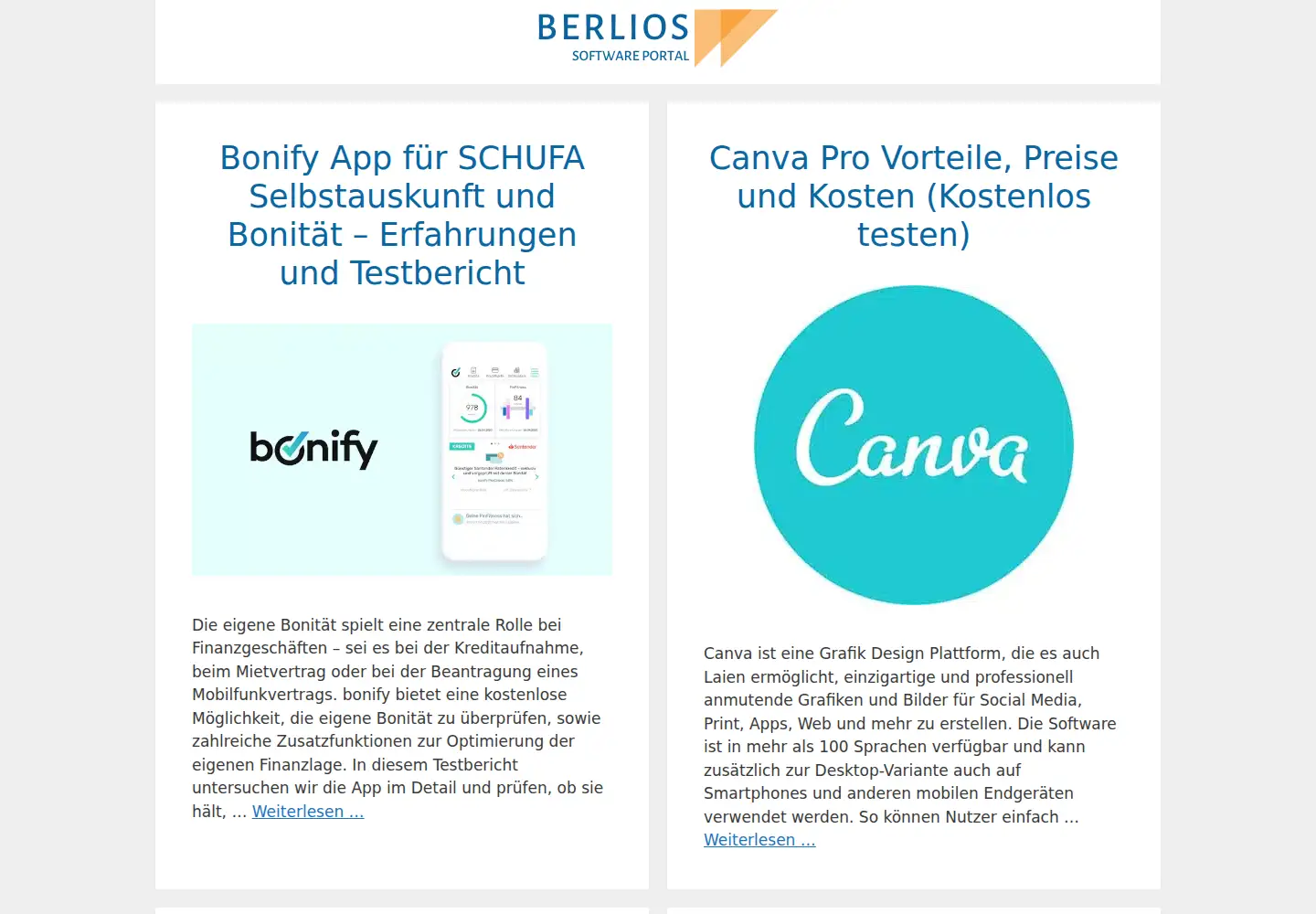 Screenshot of berlios.de