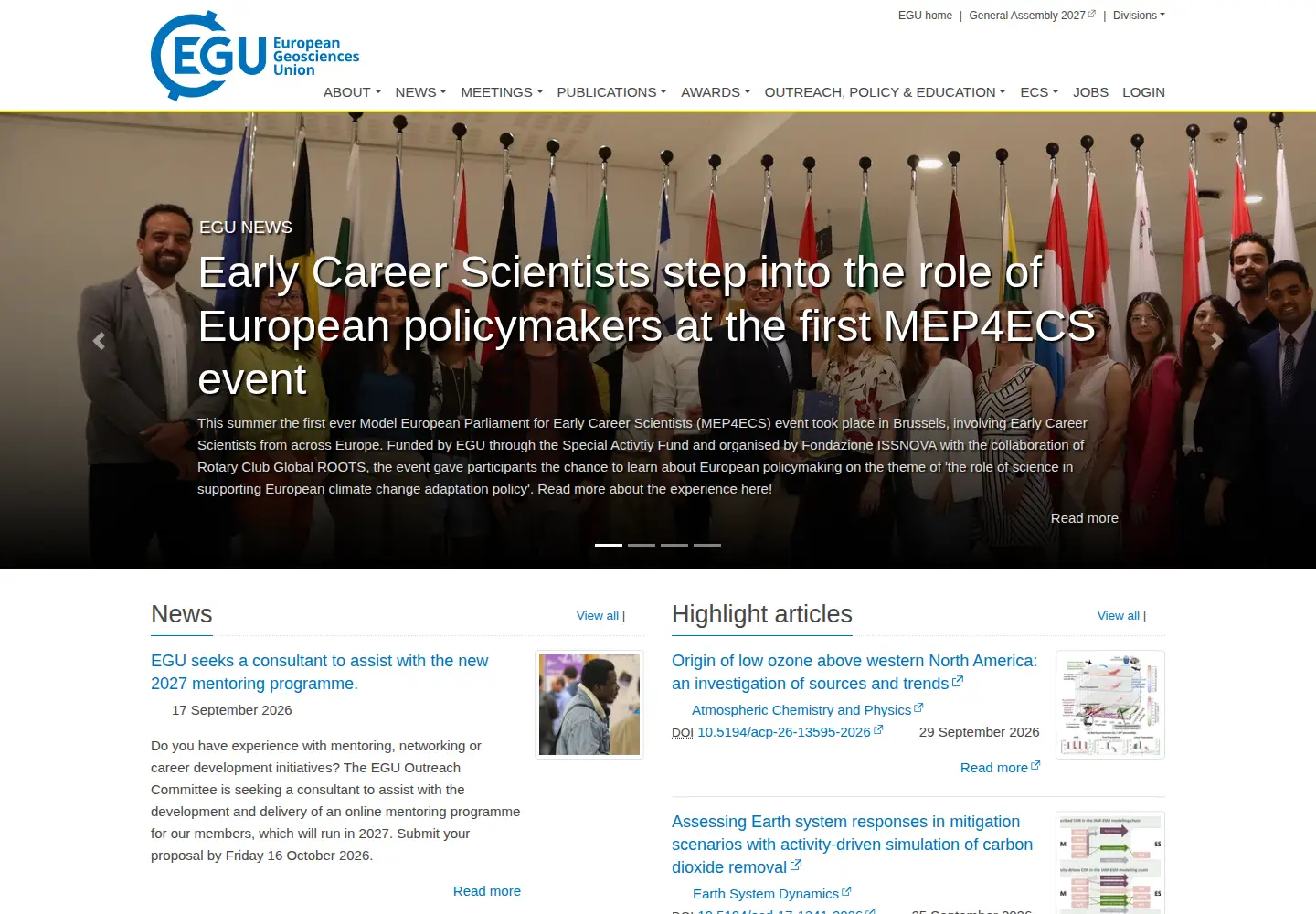 Screenshot of egu.eu