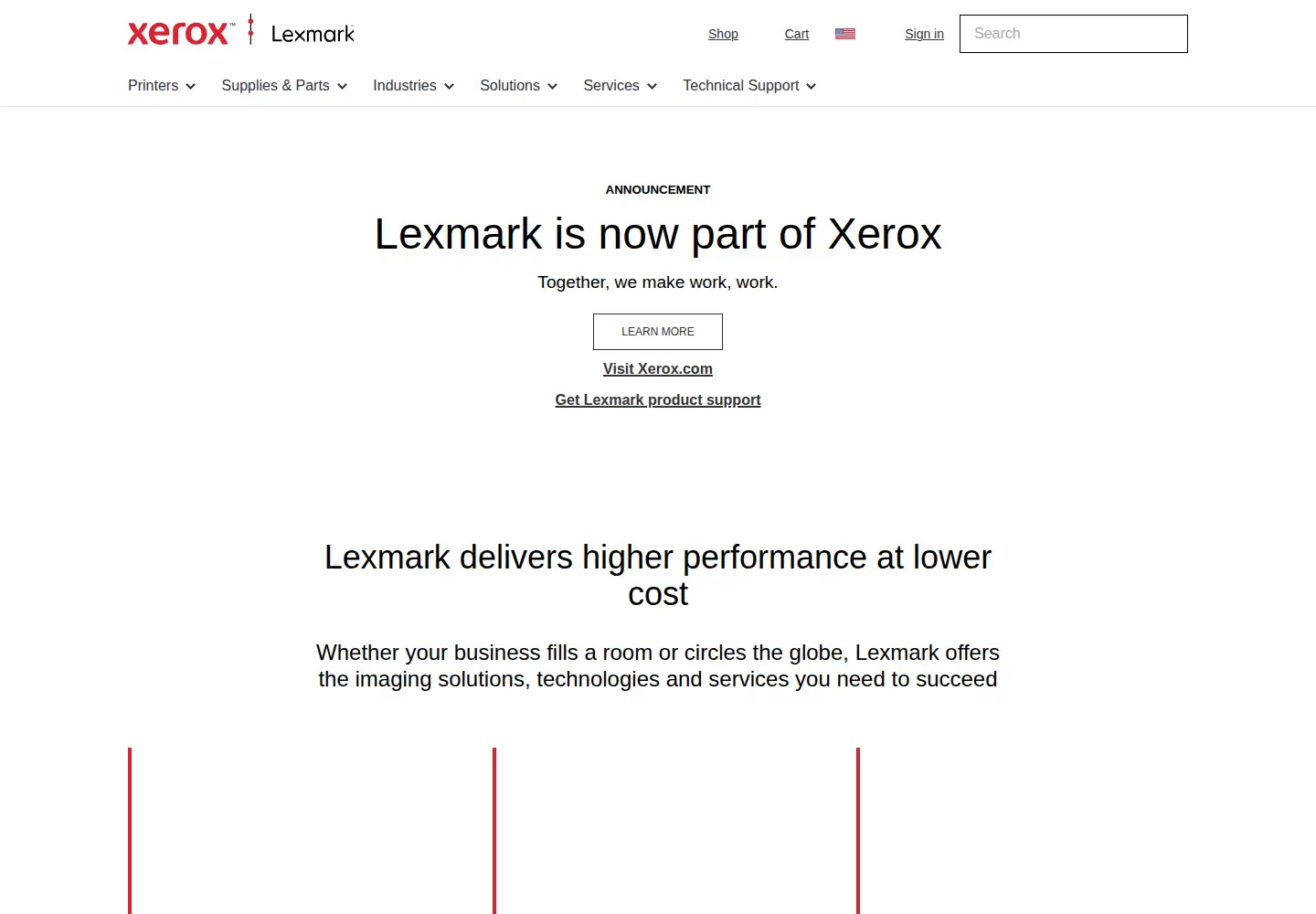 Screenshot of lexmark.com