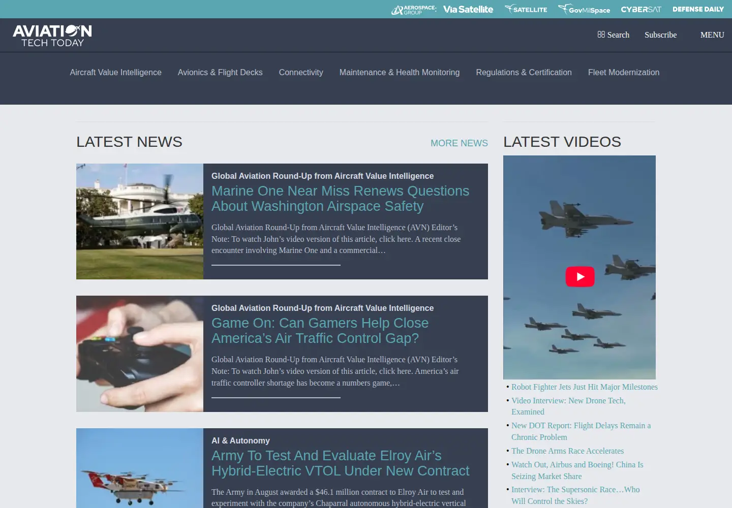 Screenshot of aviationtoday.com
