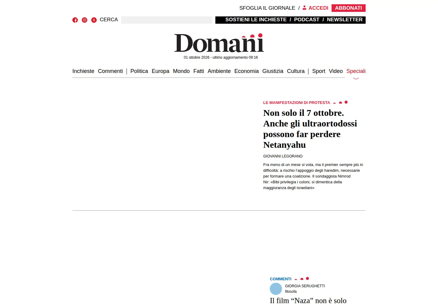 Screenshot of editorialedomani.it