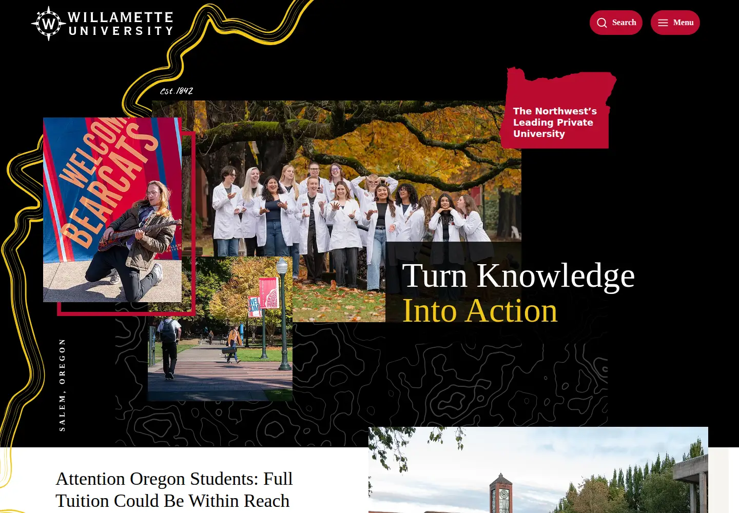 Screenshot of willamette.edu