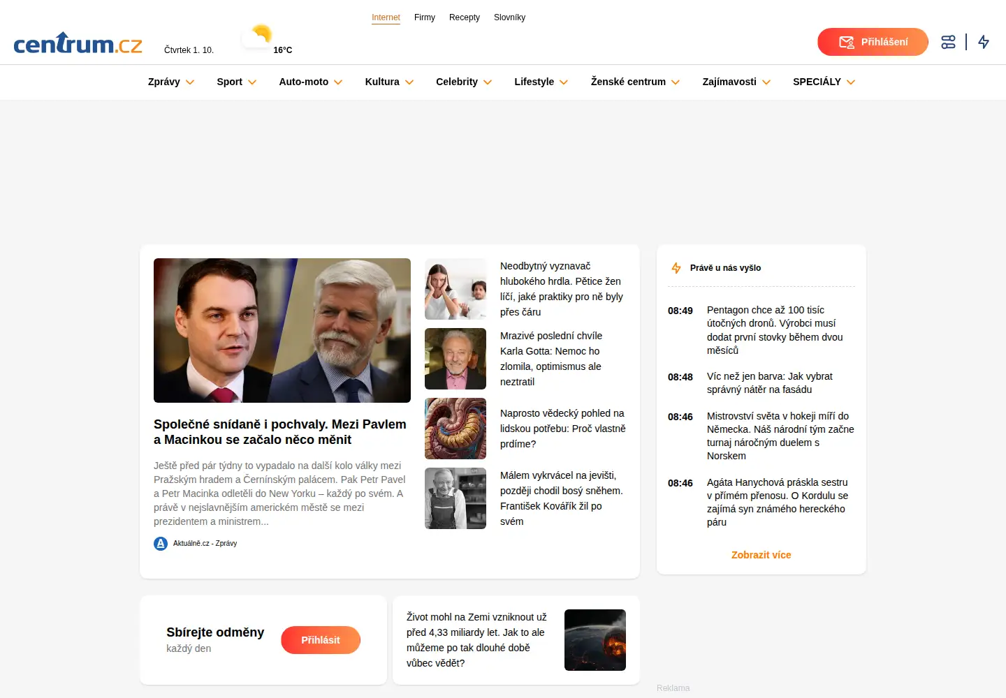 Screenshot of centrum.cz