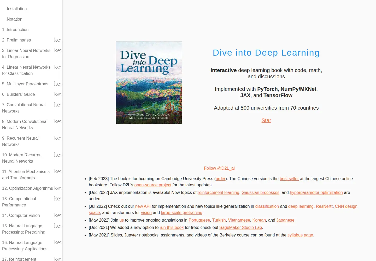 Screenshot of d2l.ai