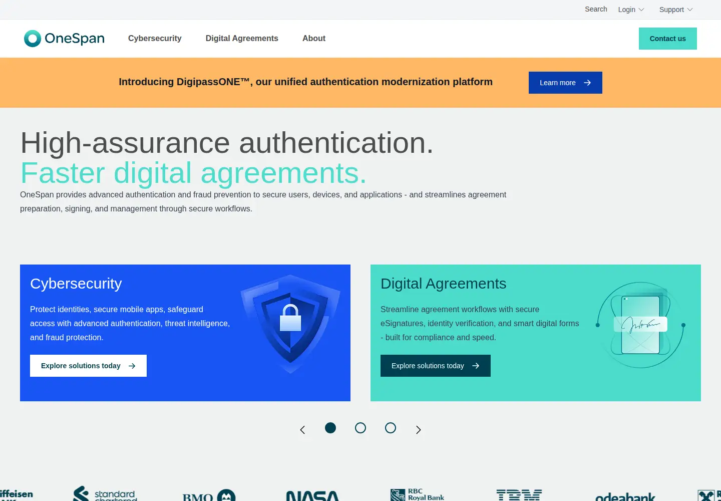 Screenshot of onespan.com