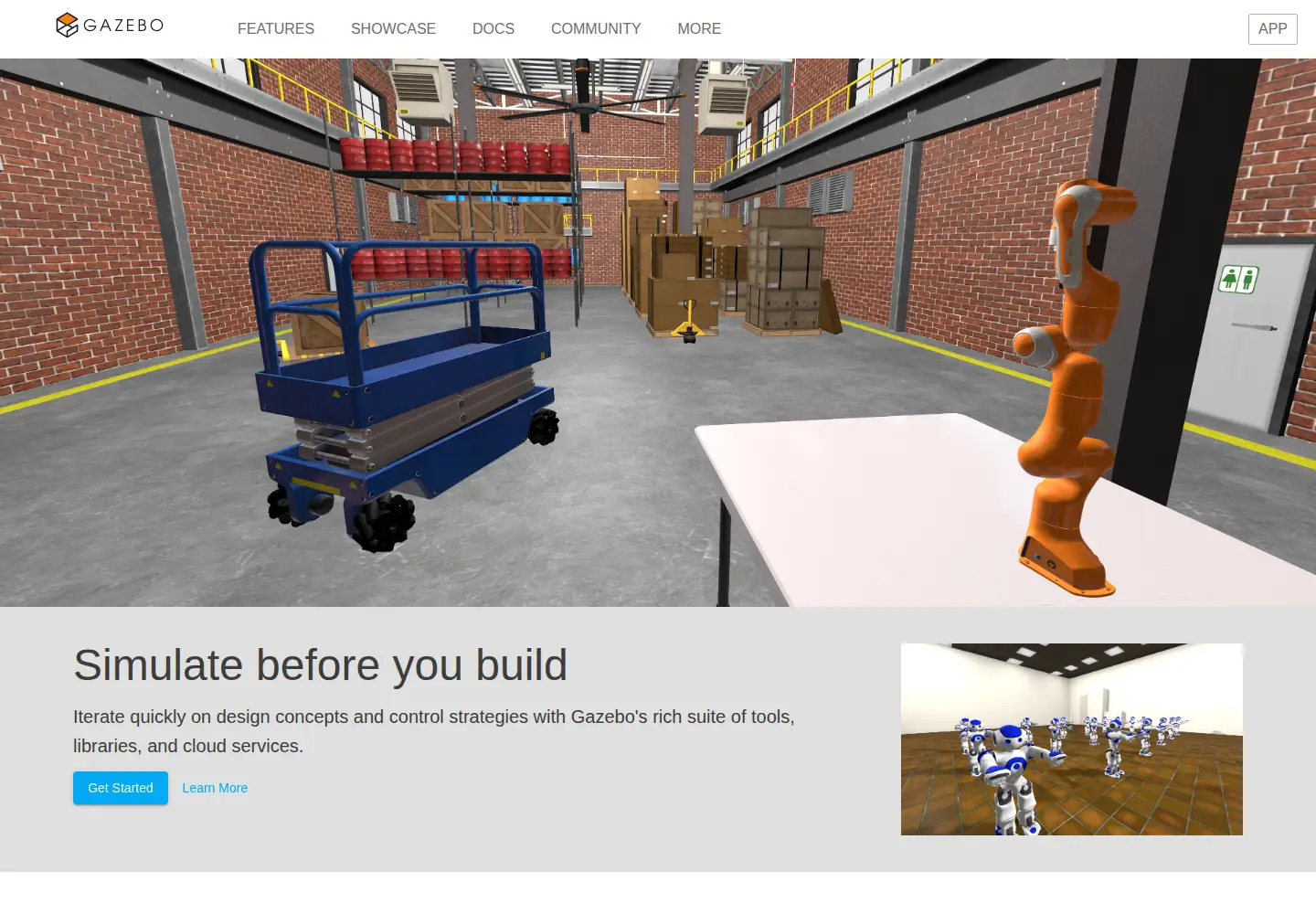 Screenshot of gazebosim.org