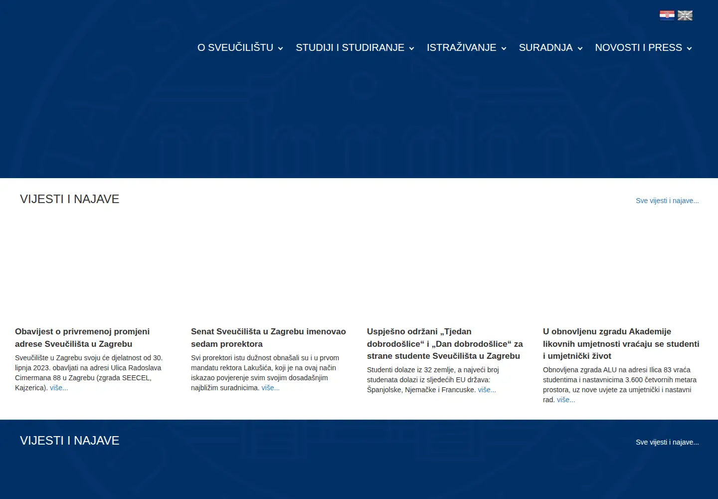 Screenshot of unizg.hr