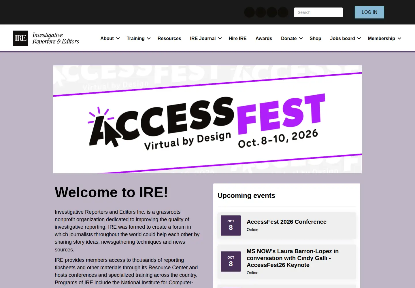 Screenshot of ire.org