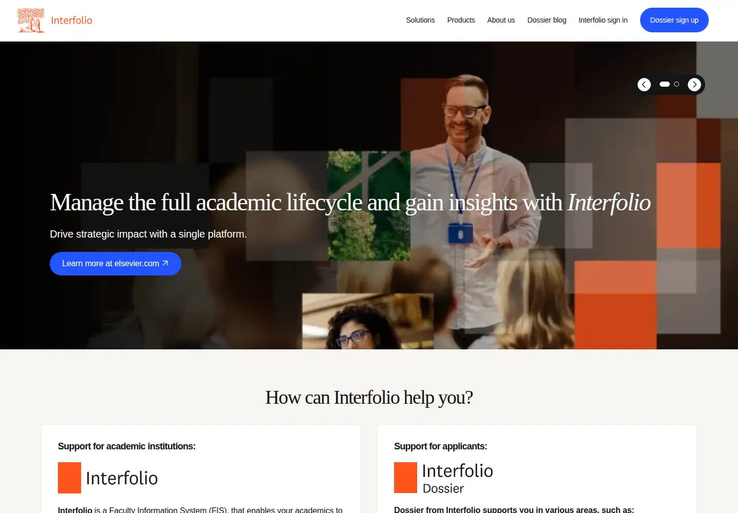 Screenshot of interfolio.com