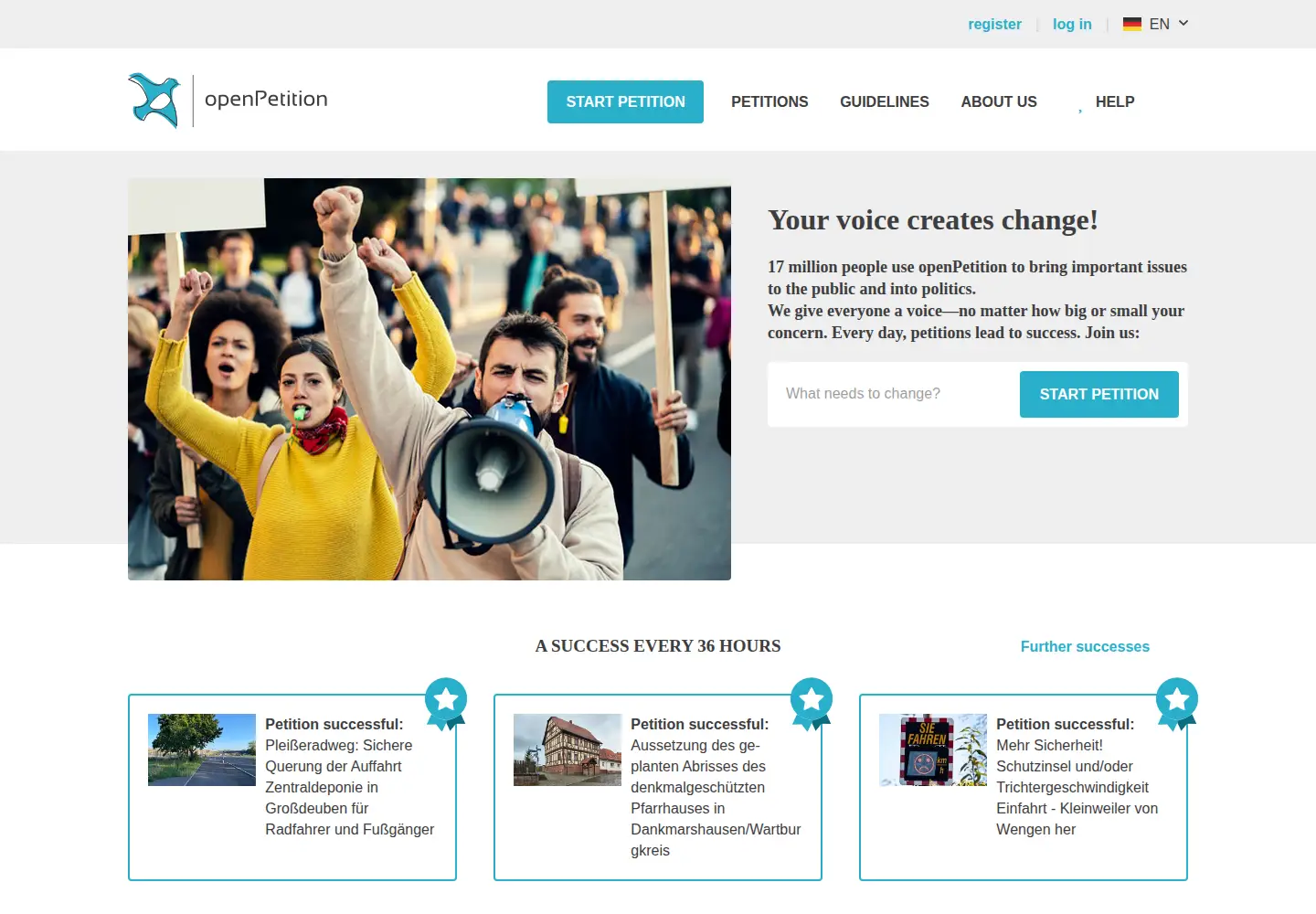 Screenshot of openpetition.de