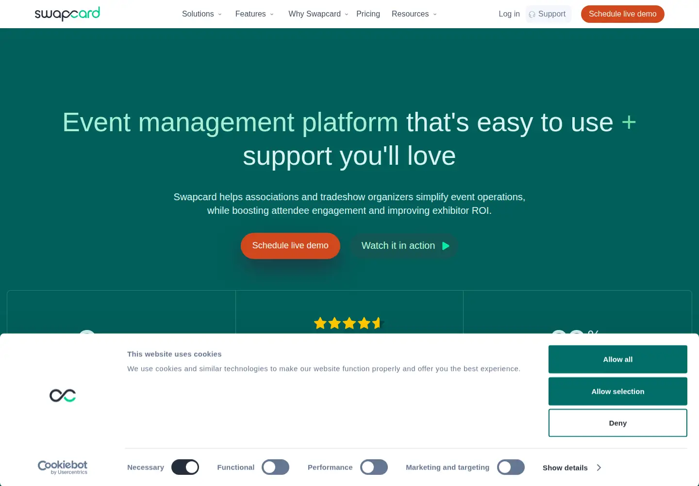 Screenshot of swapcard.com