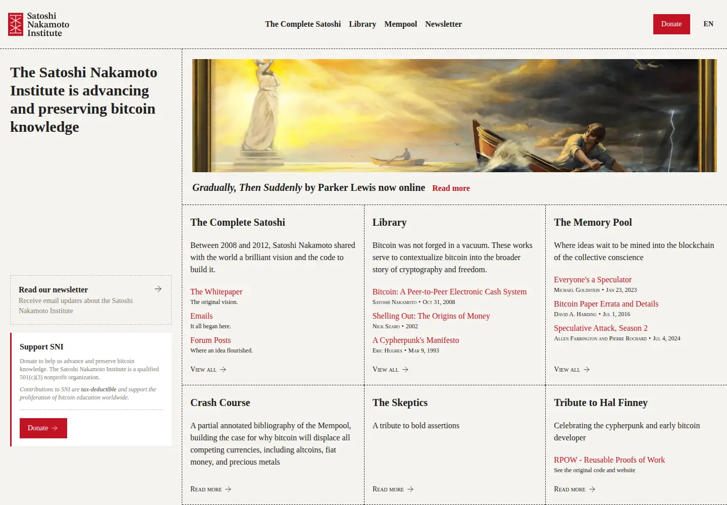 Screenshot of nakamotoinstitute.org