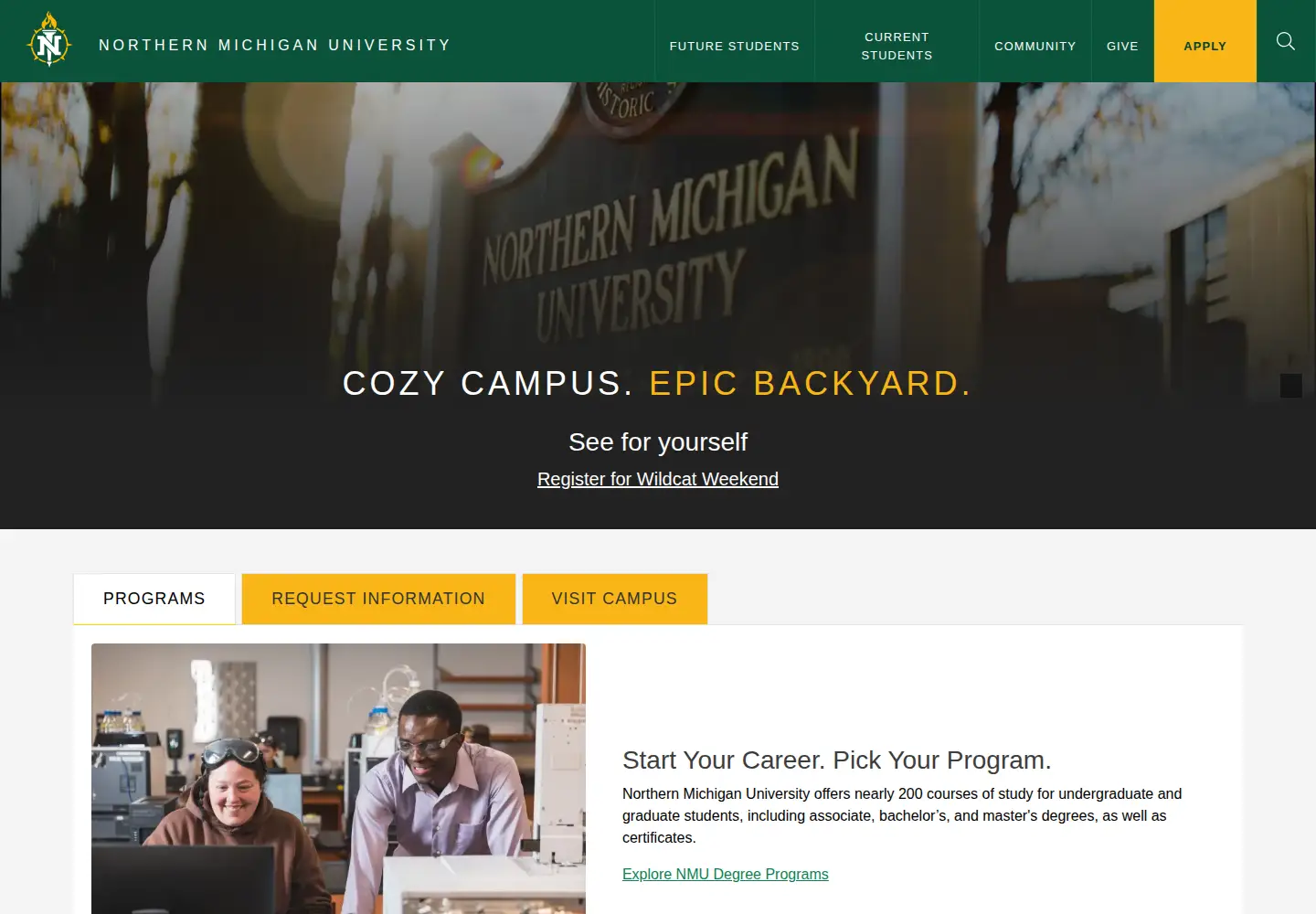 Screenshot of nmu.edu