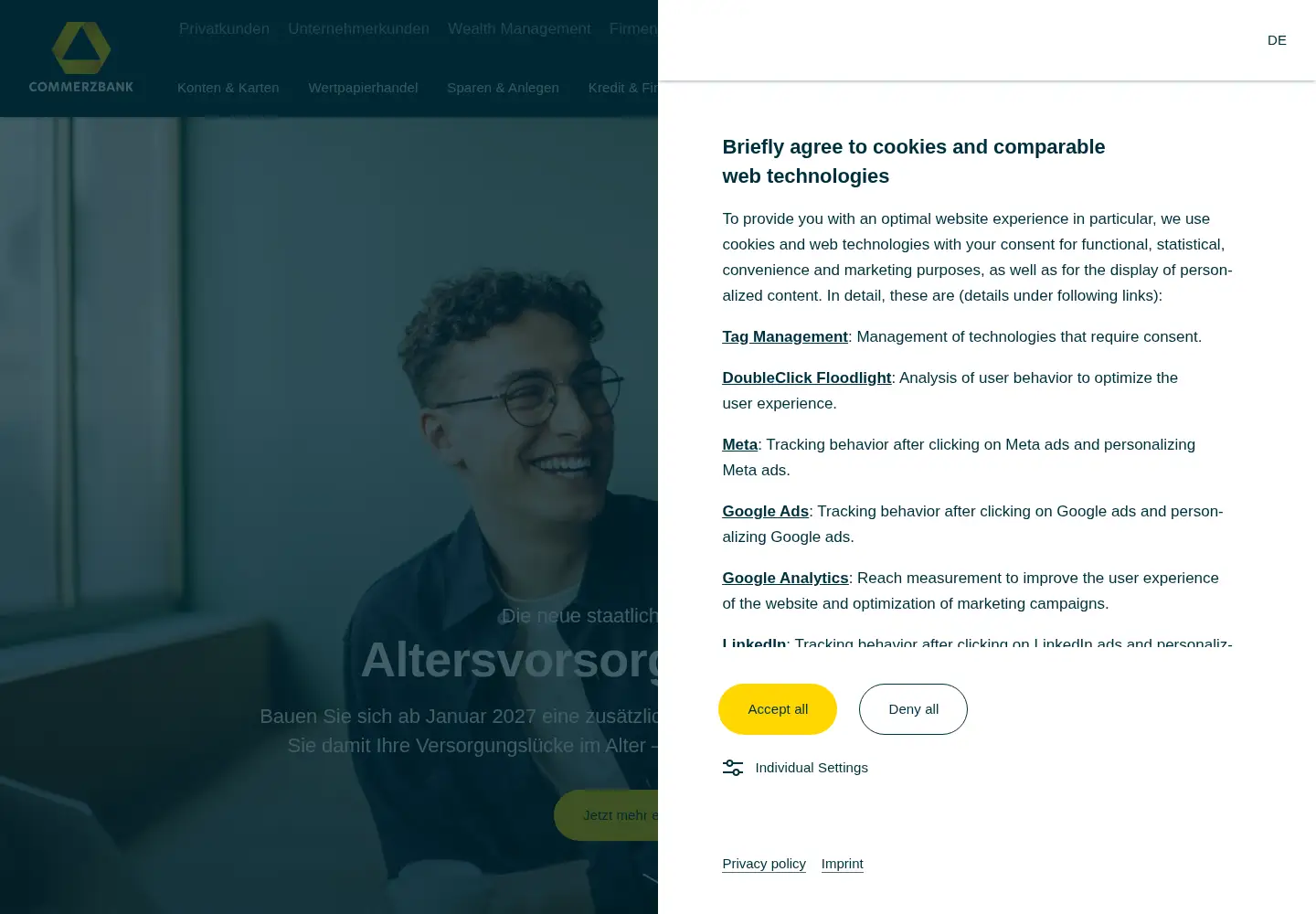 Screenshot of commerzbank.de