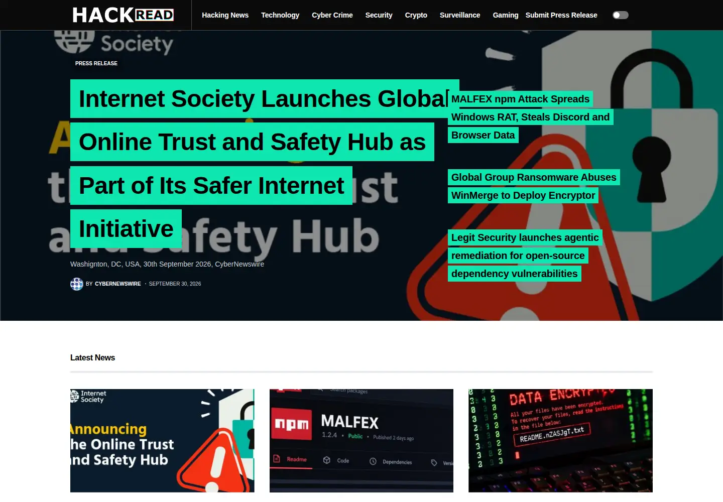 Screenshot of hackread.com