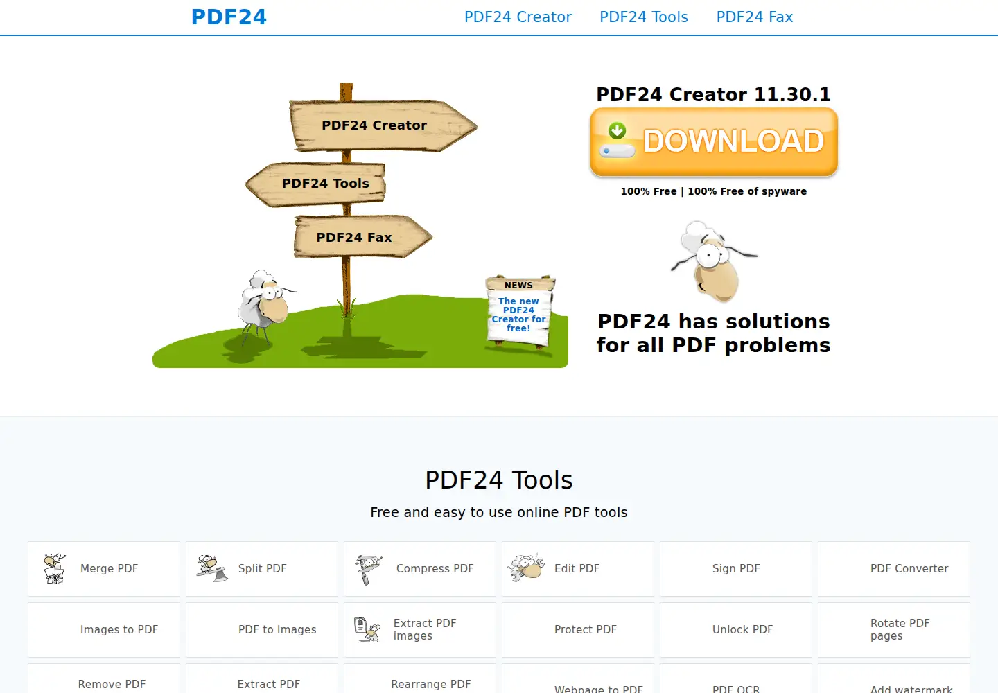 Screenshot of pdf24.org