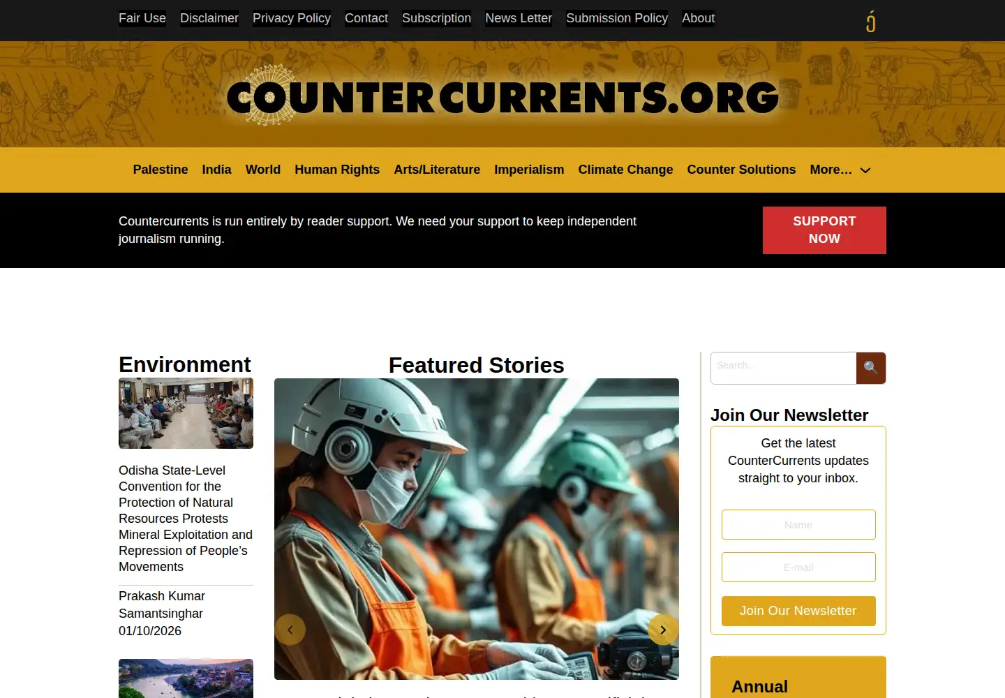Screenshot of countercurrents.org