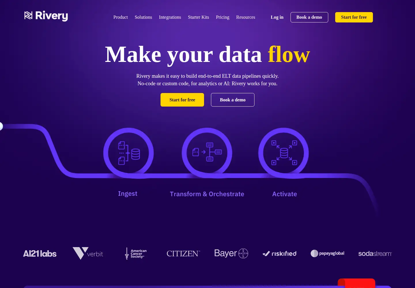 Screenshot of rivery.io