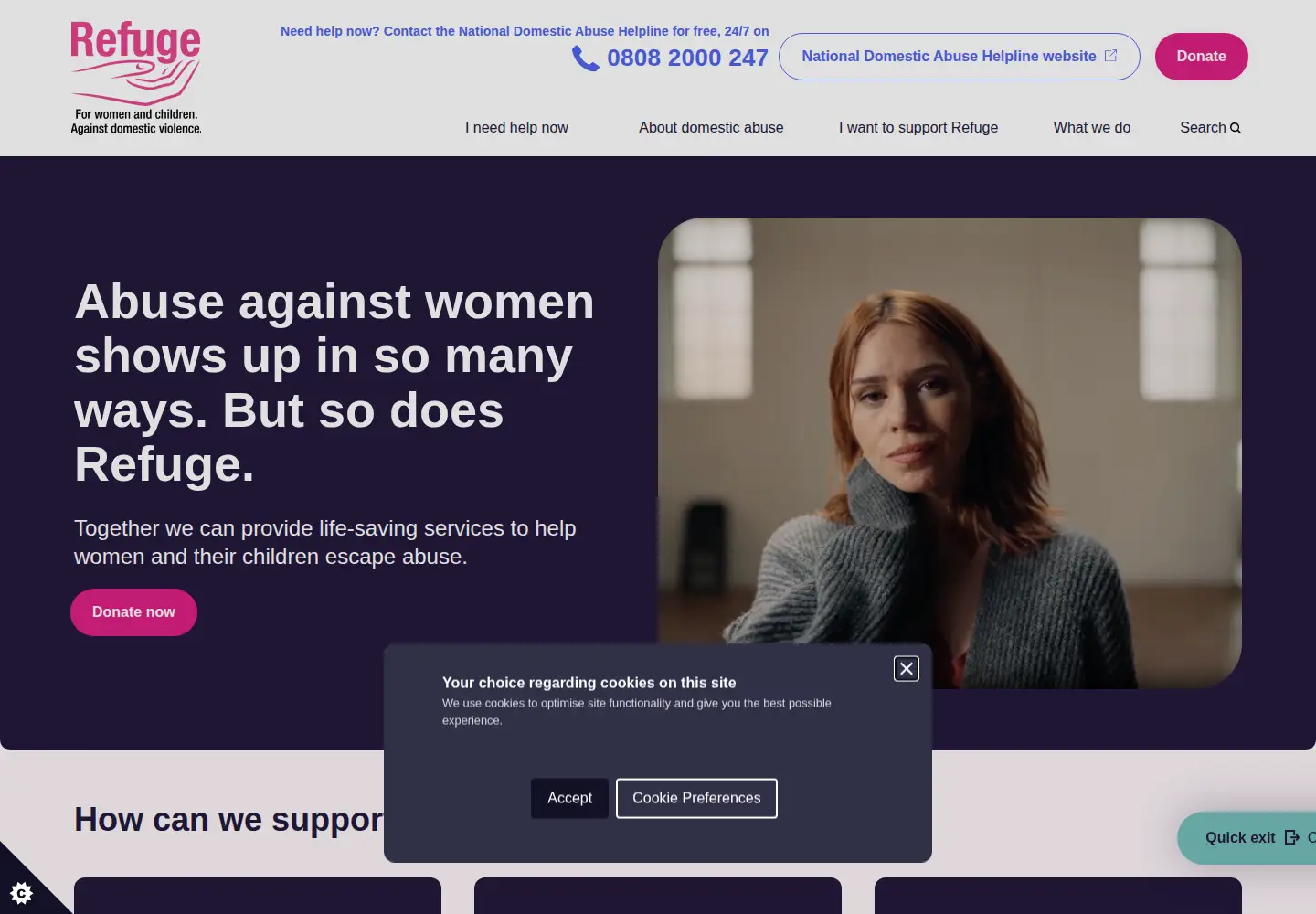 Screenshot of refuge.org.uk