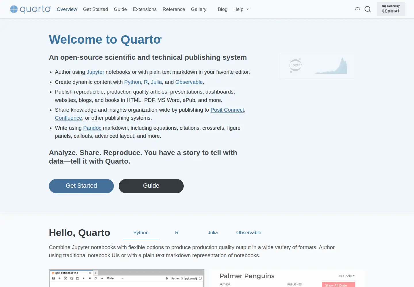 Screenshot of quarto.org