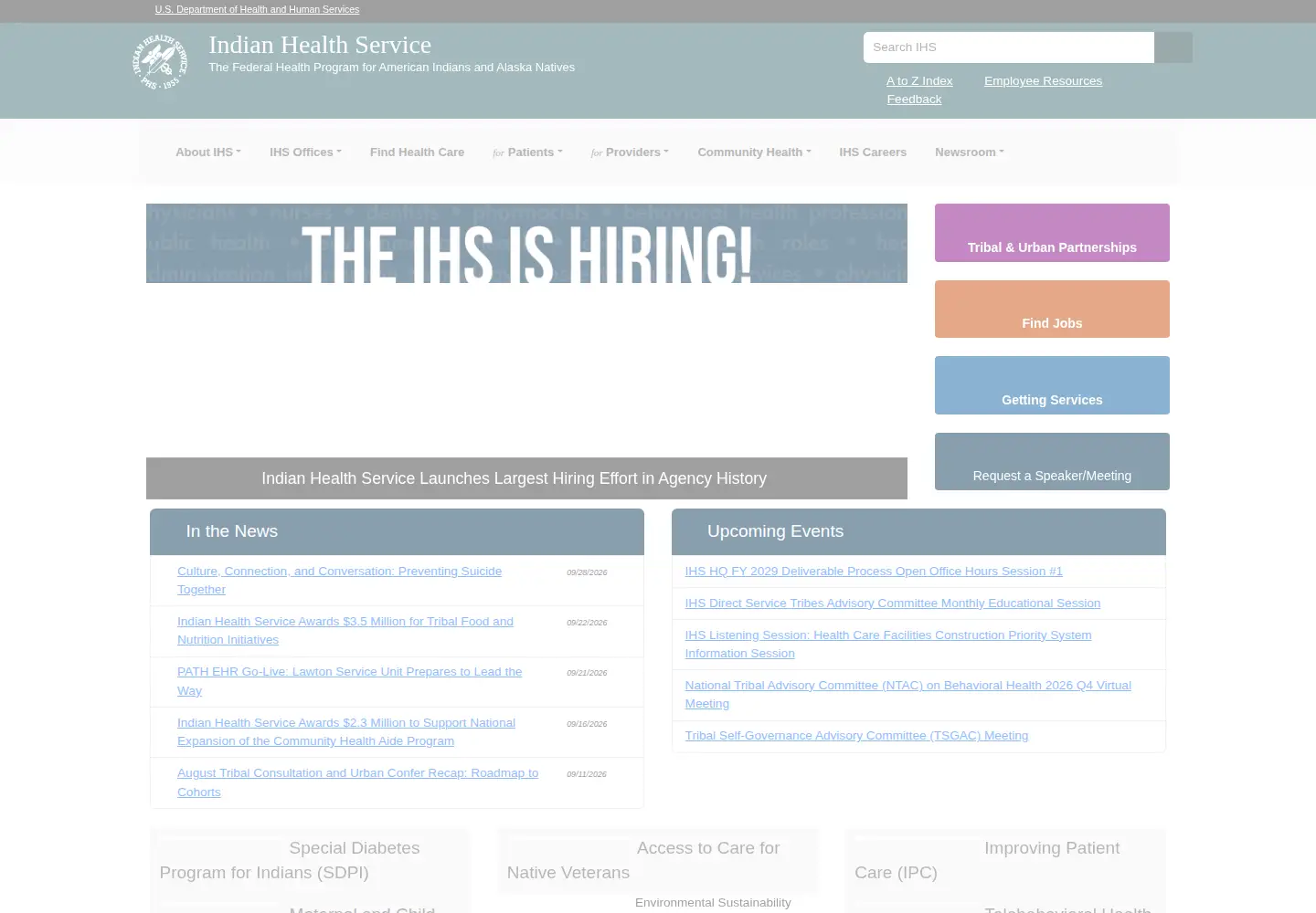 Screenshot of ihs.gov