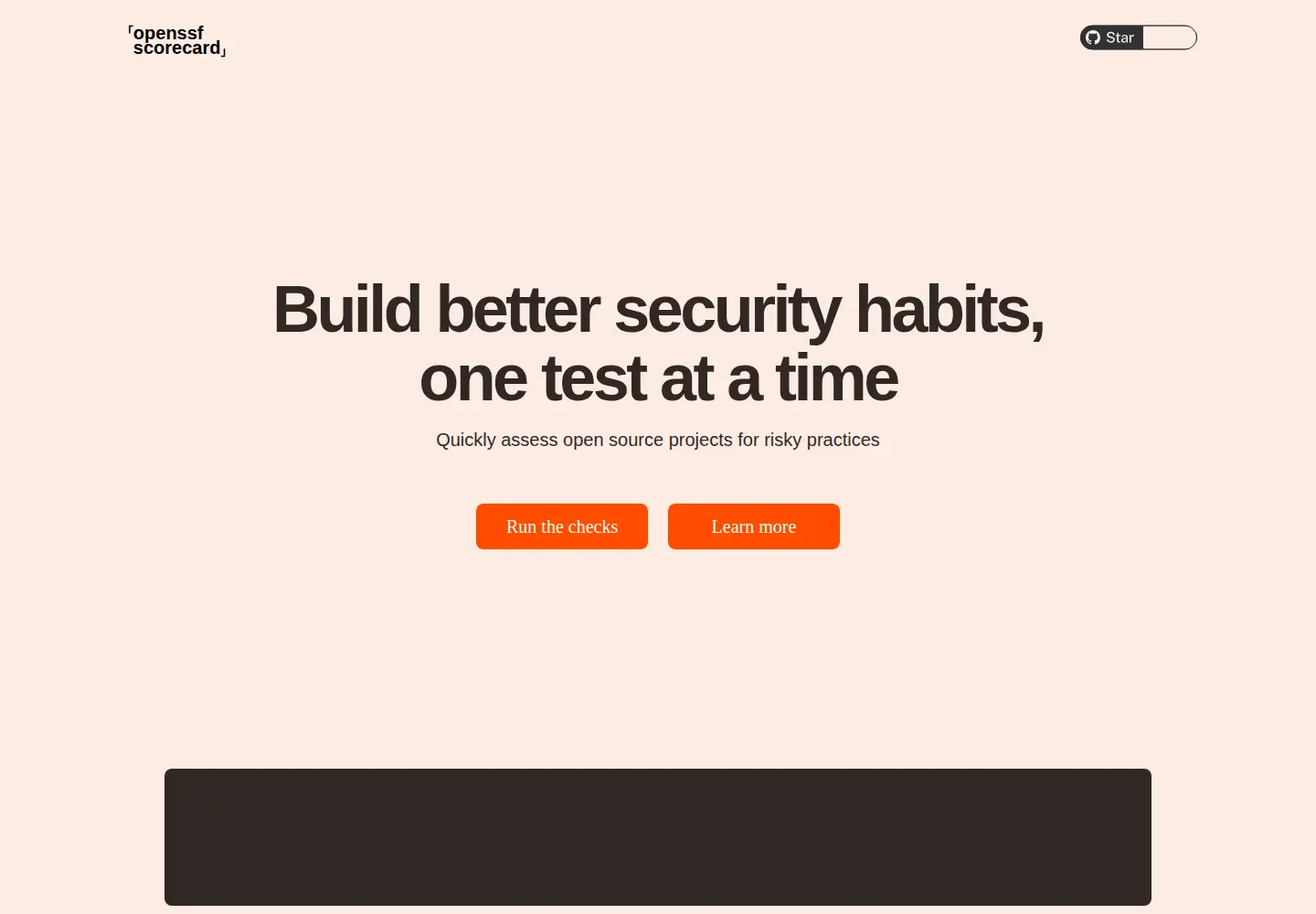 Screenshot of securityscorecards.dev
