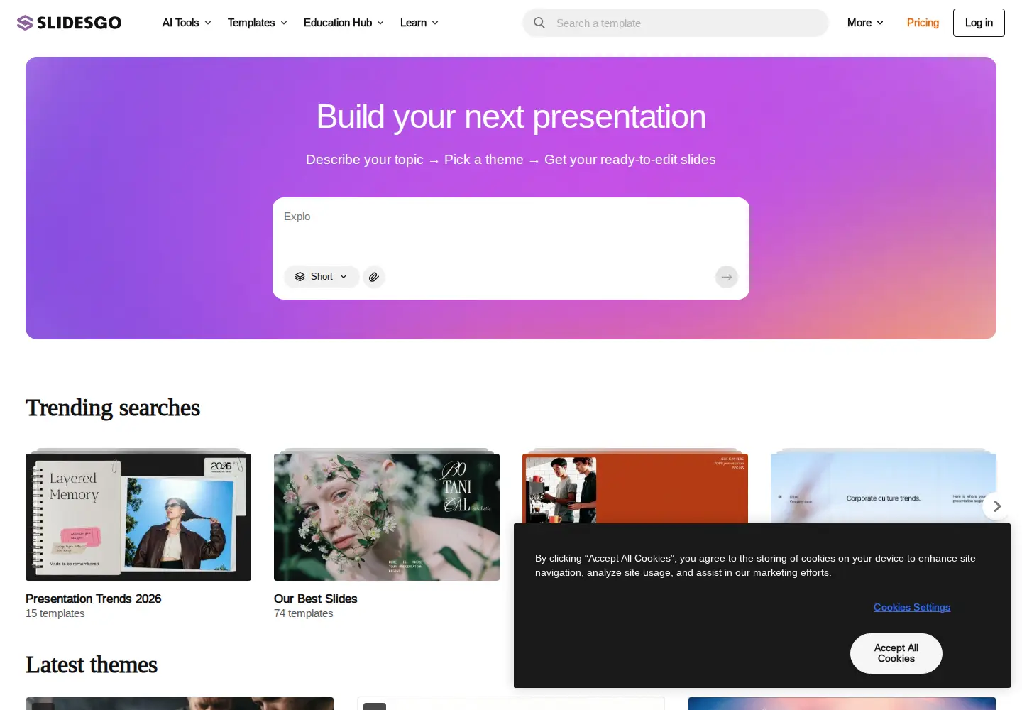 Screenshot of slidesgo.com