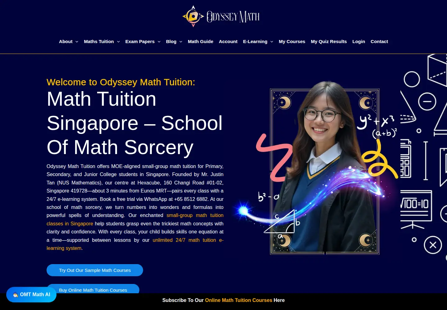 Screenshot of odysseymathtuition.com