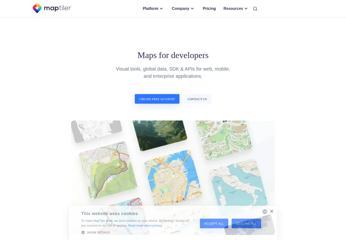 Screenshot of maptiler.com